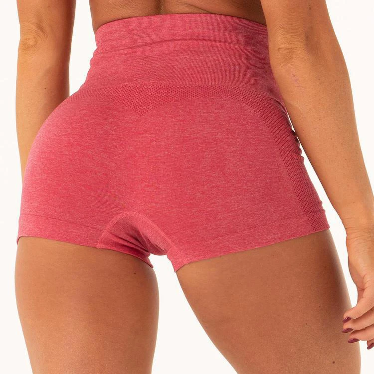 Blesskiss Seamless Gym Yoga Shorts High Waist Fitness Sport Shorts Women Spandex Ladies Sexy Scrunch Butt Workout Short Leggings - Цвет: pink