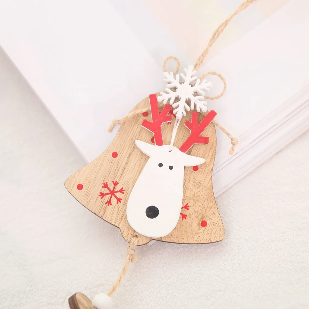 Merry Christmas Tree декоративный колокольчик с оленями деревянный кулон праздничные вечерние рождественские безделушки Рождественская елка подвесные украшения подвески орнамент
