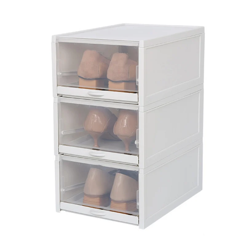 

3pcs Drawer Type Shoe Storage Box Transparent Folding Shoe Save Space Shoe Rack Cabinet Organizers