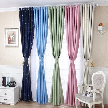 

1Panel Blackout Printed Window Curtain Shiny Star Solid Curtain For Kids Bedroom Living Room Window Curtains Blind Shading D30
