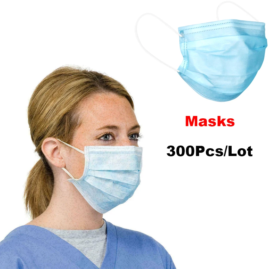 

300Pcs/Lot Non Woven Disposable Face Respirator Mask 3 Layer Earloop Activated Carbon Anti-Dust proof Mouth Mask KF94 FFP2