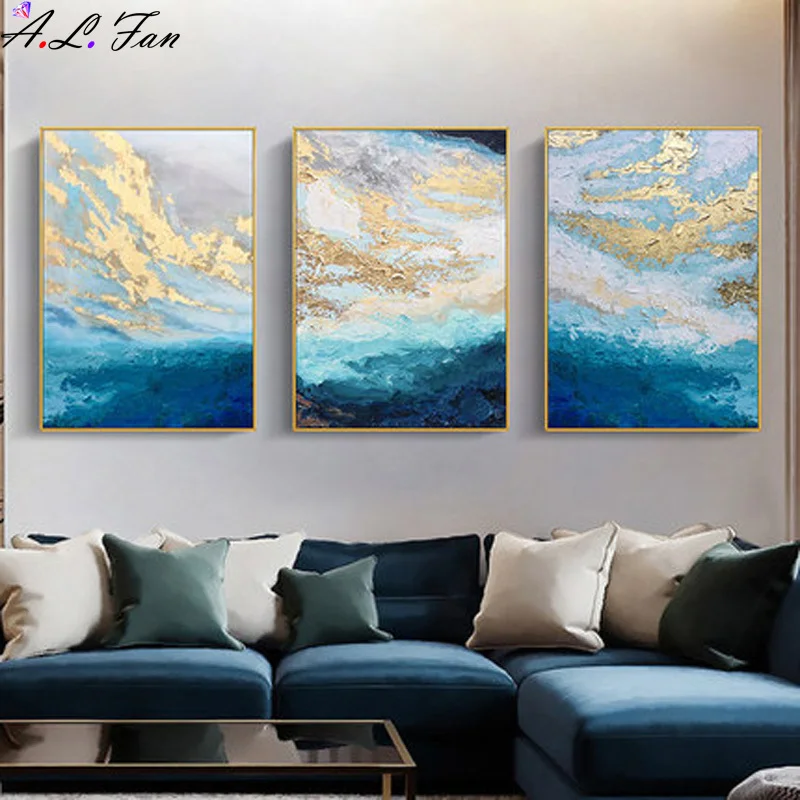 Modern Abstract Canvas Poster Blue Marble Wave Wall Art Painting Nordic Posters and Prints Pictures for Living Room Decor | Дом и сад