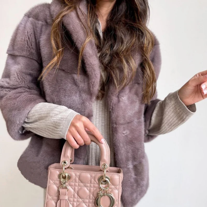 FURSARCAR 2021 New Arrival Natural Mink Fur Coat Slim Female Real Mink Fur Coat Warm Thick Winter Fashion Casual Style Overcoat