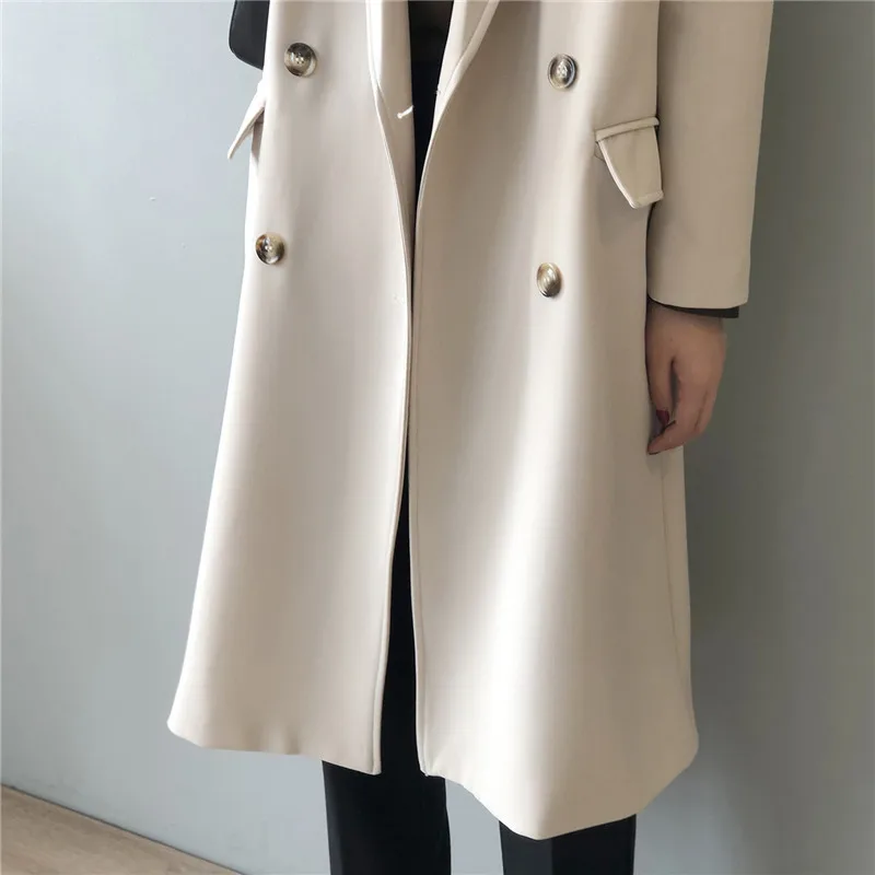 Autumn Women Woolen Coat 2020 Turn Down Collar Double Breasted Long Wool Coat Camel Women Warm Coat Casaco Feminino (8)
