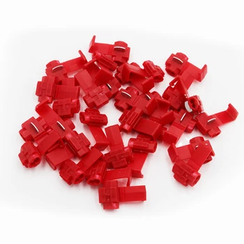 

100pcs T Type Red Scotch Quick Splice Lock Wire Connectors High Performance Crimp Terminals for Crimp Electrical Part AWG 22-18