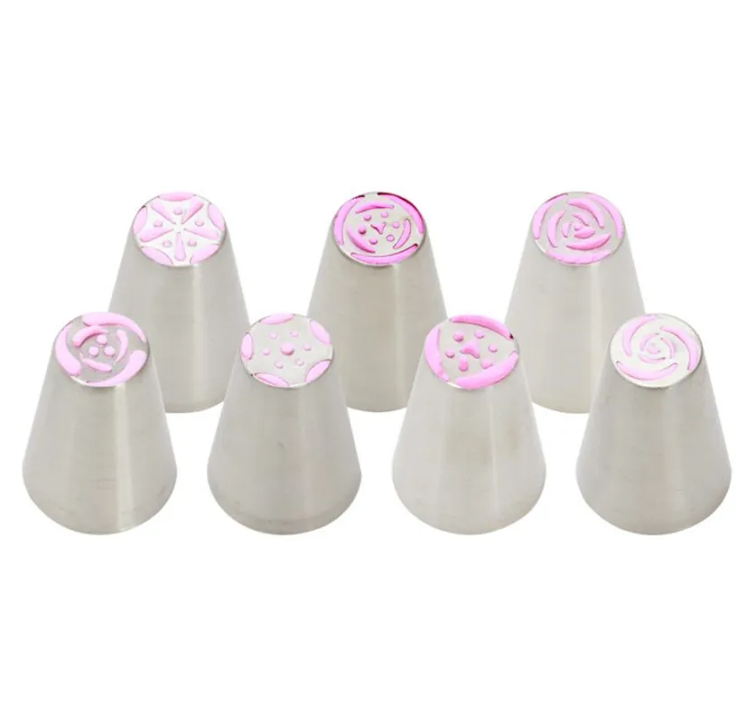 Cake Decorating Nozzle Set 7Style Russian Tulip Icing Piping Nozzles Stainless Steel Flower Cream Pastry Tip Kitchen
