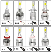 2 шт. Автомобильный светодиодный задний фонарь светодиодный налобный фонарь C6 светодиодный H1 H3 H4 H7 H11 9005 9006 880 автомобильных фар