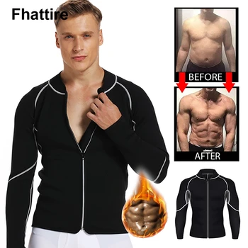 

Men Body Shapers Long Sleeve Sweat Shapewear Neoprene Weight Loss Sauna Suit Waist Trainer Black Workout Shirt Shaper Fitness