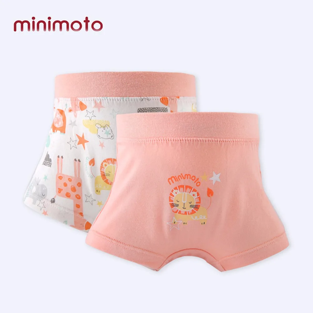 Minimoto 2 шт./компл. Детские под Штаны Детские хлопковые трусы с рисунком нижнее белье для маленьких девочек трусы-боксеры Трусики-брифы детское нижнее белье трусики