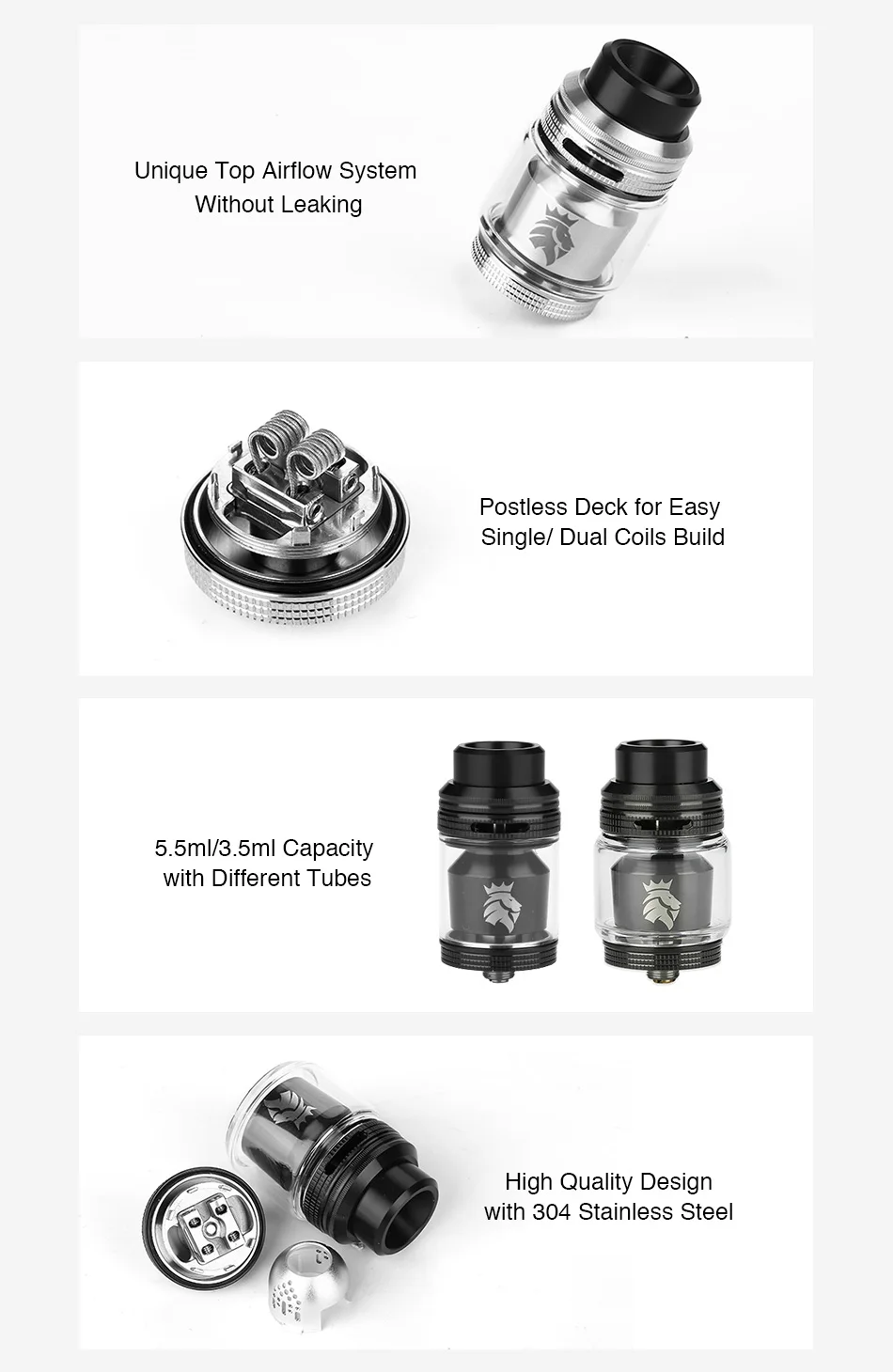 Original KAEES Solomon 3 RTA Tank 5.5ml Capacity  Singledual Coils Build Electronics Cigarette Vape Atomizer VS  Loop V1.5 Rda (1)
