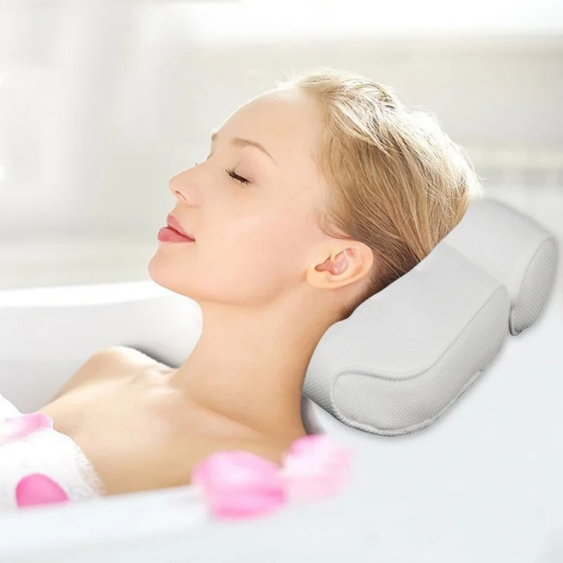3D сетка спа Подушка Нескользящая мягкая ванна Ванна Подушка для головы с присосками для шеи сзади ванная комната поставка