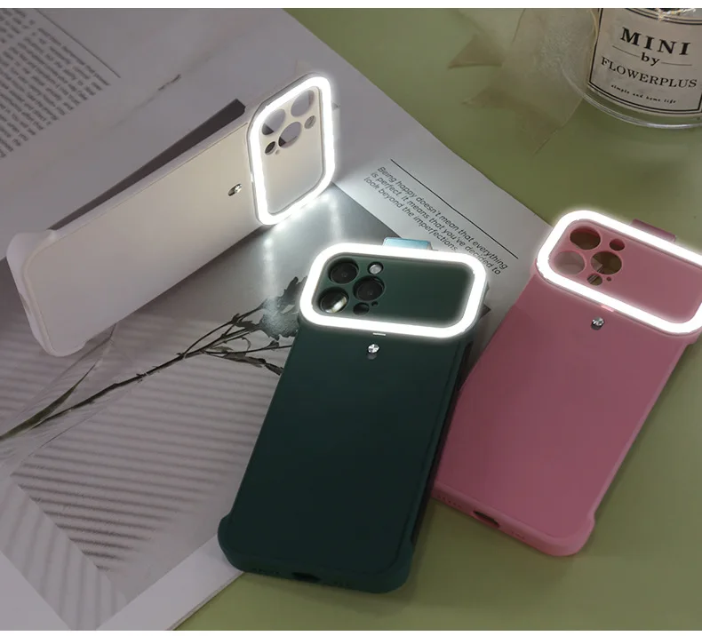 Anel de Luz Caixa do Telefone para o Iphone Capa para o Iphone Lâmpada do Telefone 8 6 Plus Selfie Lanterna 12 11 Beleza Móvel Escudo Led x xs xr 7 16 8 6 plus selfie lanterna capa para