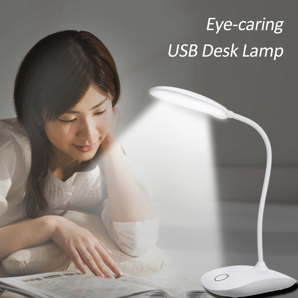 USB Перезаряжаемый Светодиодный настольный светильник регулируемая интенсивность чтения света сенсорный переключатель настольные лампы