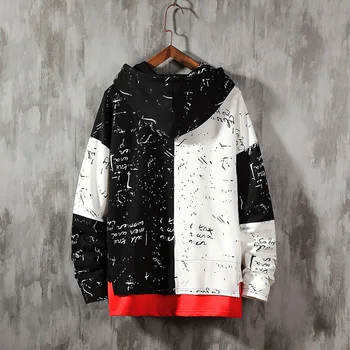 

Men Hip Hop patchwork Hoodie Sweatshirt 2020 Harajuku Streetwear Pullover Cotton Autumn Hooded Sweatshirts