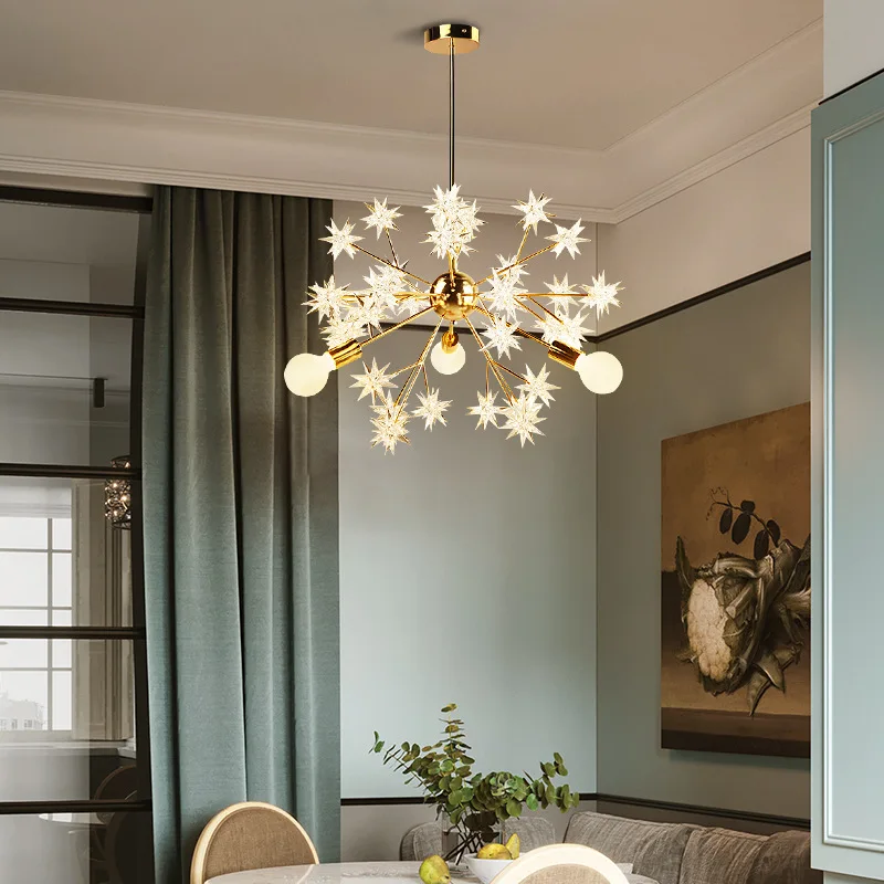 

Postmodern creative LED chandelier lighting Acrylic star style Art hanging lamp for dining living room corridor porch fixtures