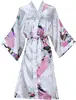 Robe de mariée en Satin de soie pour demoiselle d'honneur, peignoir Floral, Kimono court, Robe de nuit, Robe de bain, à la mode, pour femmes