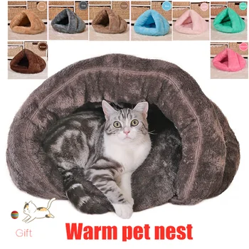 

2 Size Puppy Pet Cat Dog Soft Warm Nest Kennel Bed Cave House Sleeping Bag Mat Pad Tent S L 7 Colors Pets Winter Warm Cozy Beds