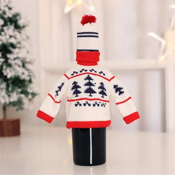 

Bottle Cover With Hat Christmas Wine Bottle Decor Wine Bottle Cloth Kitchen Decoration Portable Xmas Dinner Party Decor