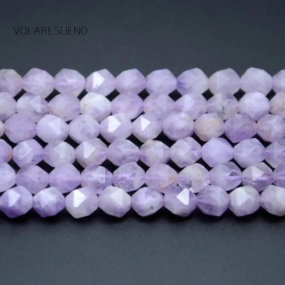 

Natural Faceted Amethysts Crystal Round Loose Beads For Jewelry Making 8-10mm Spacer Beads Fit Diy Bracelets Necklace Accessory