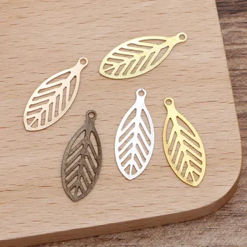 

1000pcs Brass Metal Filigree Leaf Charms DIY Stuffs Jewelry Accessories for Women Dangle Hanging Earrings Designs Wholesale