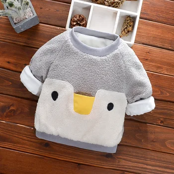 

PatPat 2020 New Winter Toddler Animal Penguin Print Fluff Coat for Kids Boy Clothing Thick Sweater
