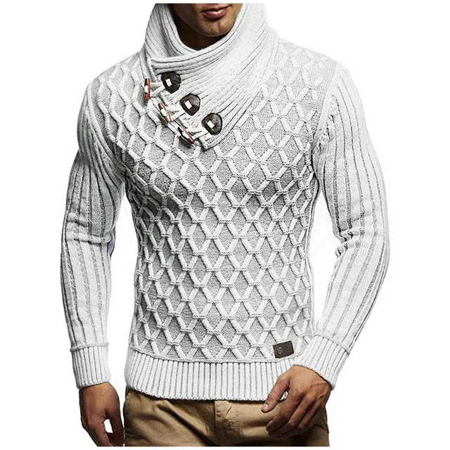 2021 New Men Autumn Winter Sweater Turtleneck Long Sleeve Pullover Solid Sweater Fashionable Design Daily Top Blouse Maglioni 3