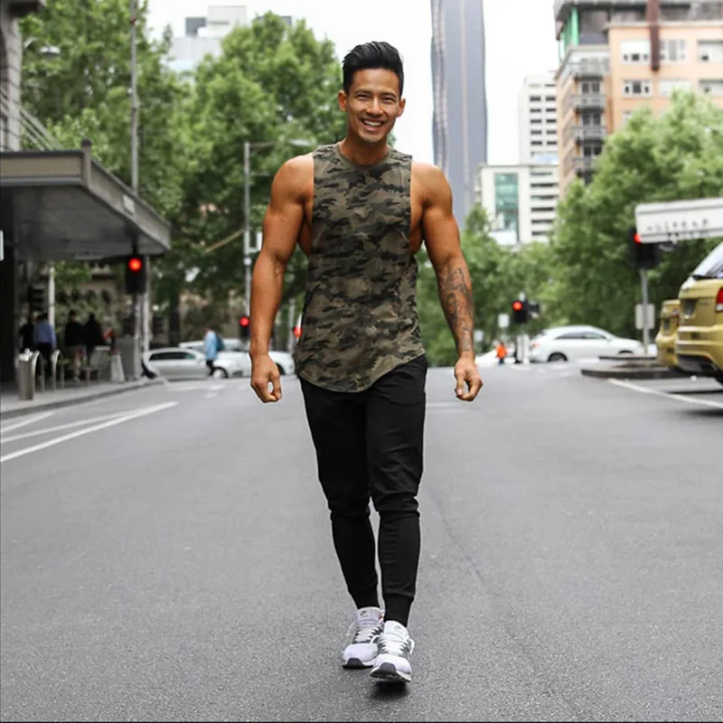 

Brand Fitness Men camouflage Tank Top Mens Bodybuilding Stringers Tank Tops workout Singlet Sleeveless Shirt