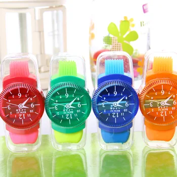 

1PC Watch Two Hole Pencil Sharpener Creativity Stationery Children More Function Pencil Sharpener Cartoon Cute Belt Rubber