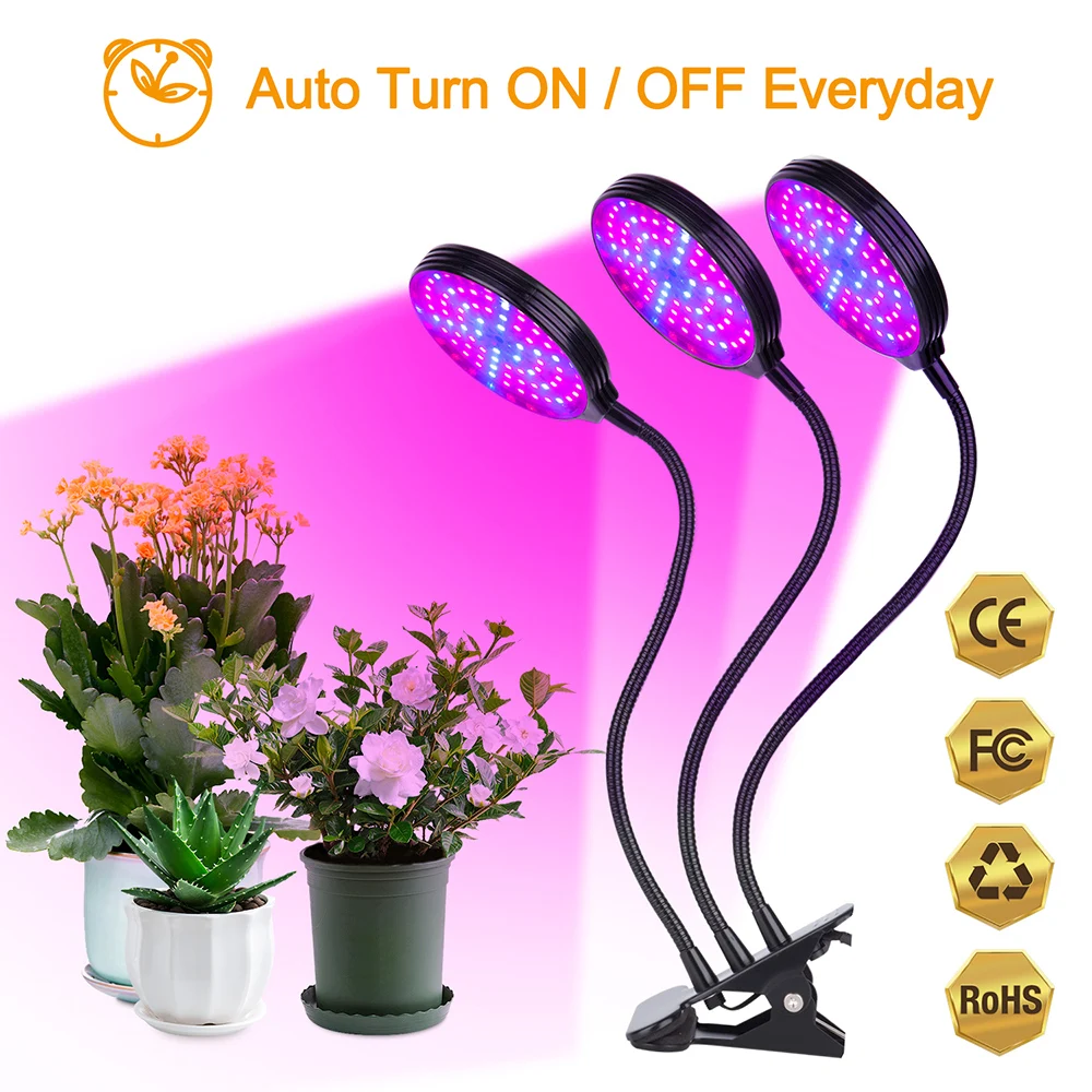 

Plant Grow Light 15/30/ 45/60W Waterproof Full Spectrum LED Grow Lights for Indoor Plants with Timer 4/8/12H with Desk Clip D30
