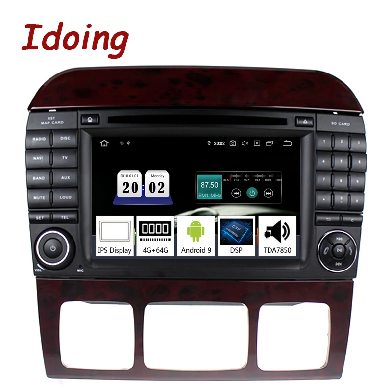 Cheap Idoing 7"PX5 4G+64G 8Core 2Din Andriod 9.0 Car Radio GPS DVD Multimedia Player For Mercedes-Benz CL55 600 IPS Screen Navigation 1