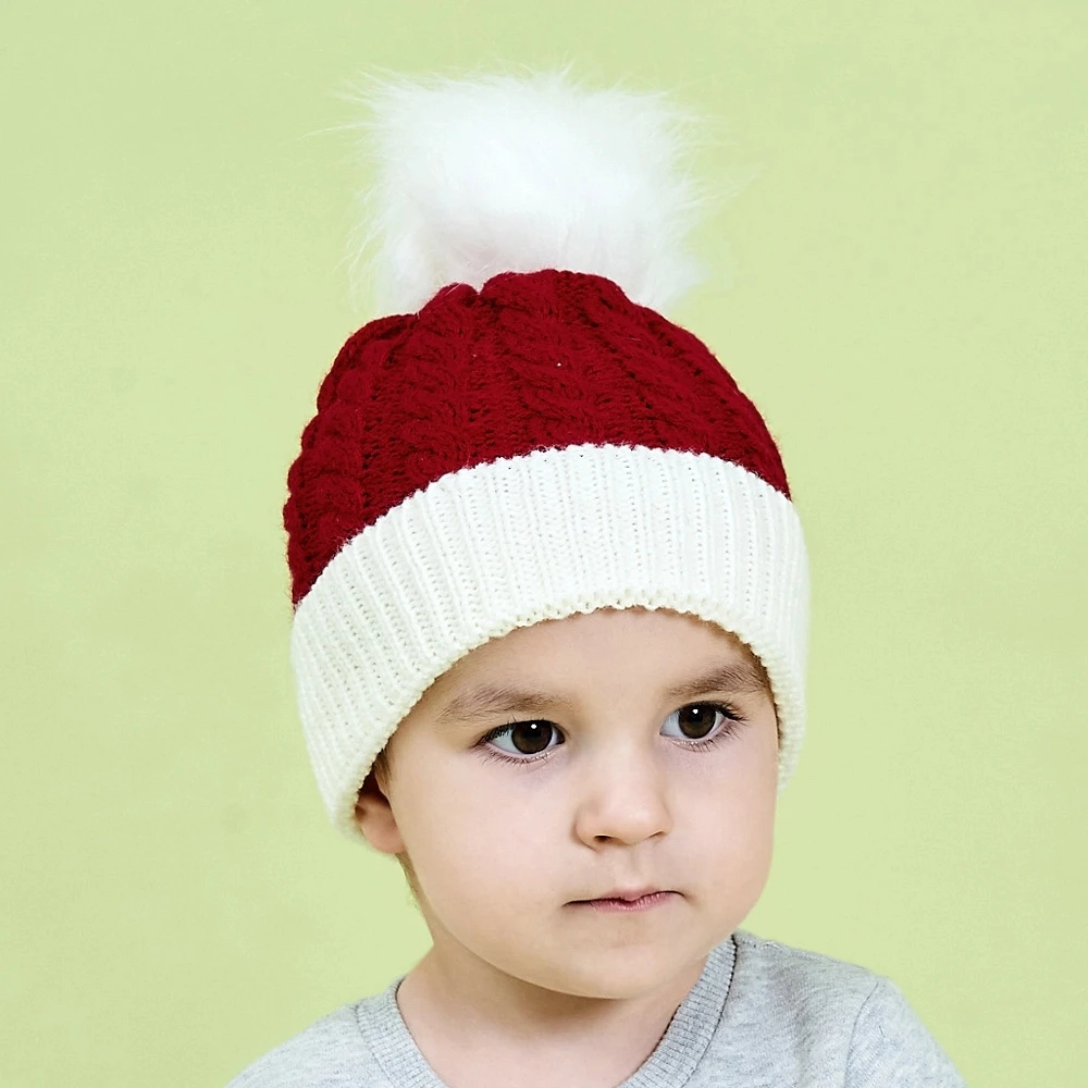 

Baby / Toddler Christmas Pompon Knitted Hat