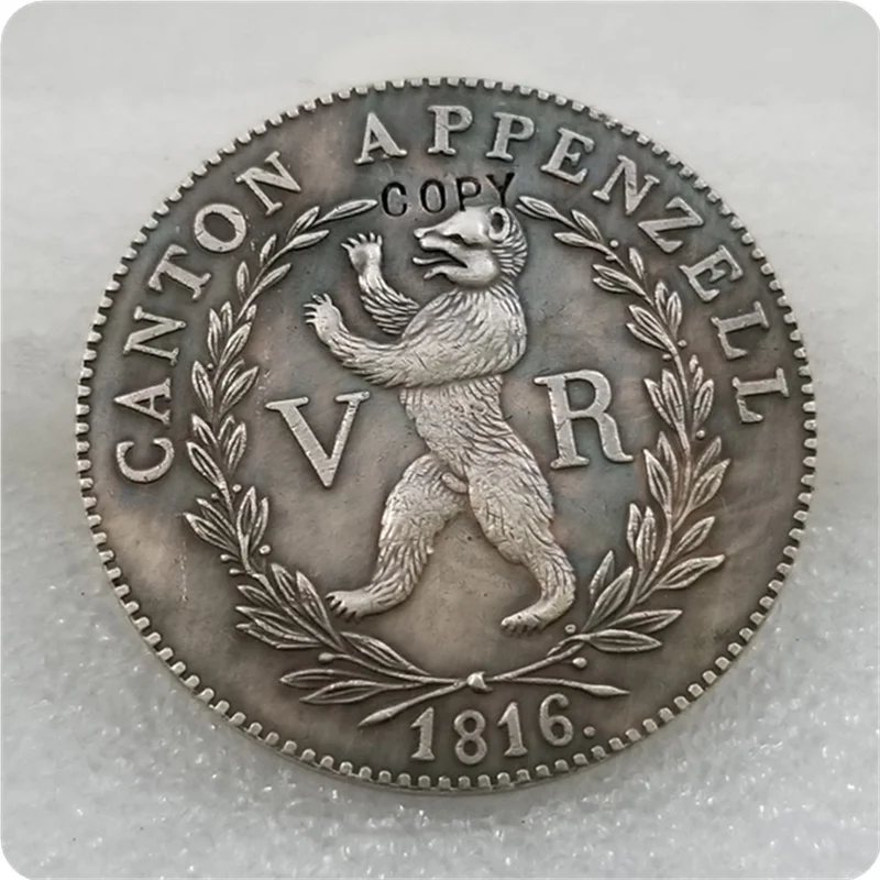 1816 V R Switzerland 4 FRANKEN Серебряная копия монет