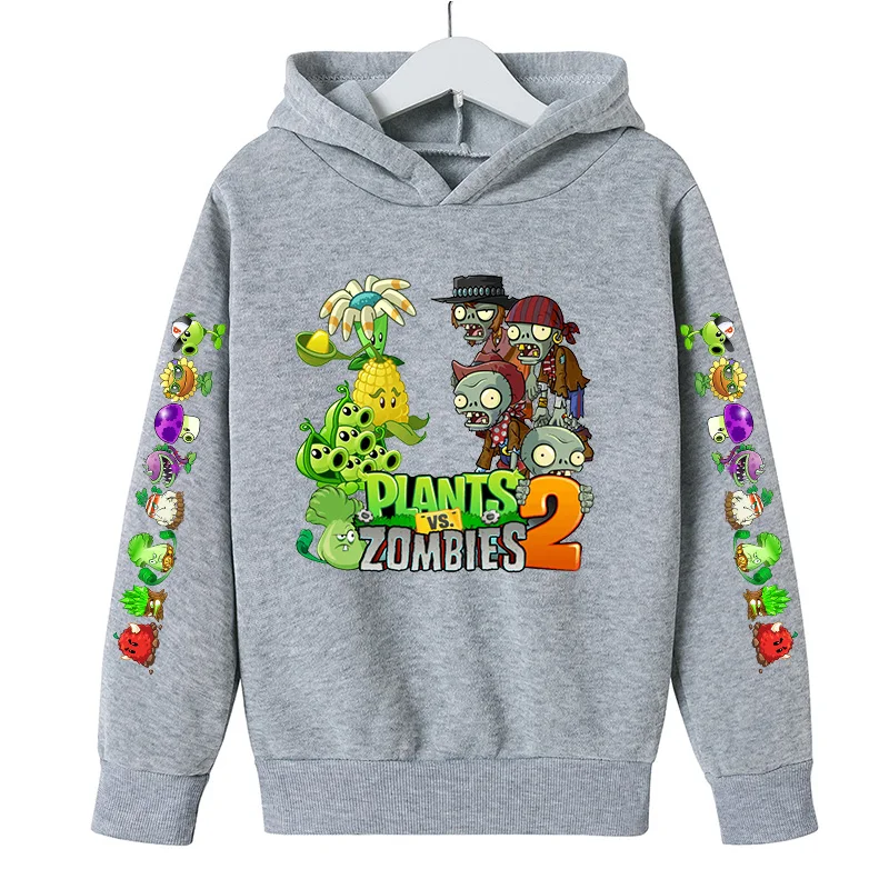 Children's Hoodie Game Plant vs Zombie Figure Toddler Sweatshirt High Quality Comfortable Fabric Spring  Autumn 4T-14T Fashion child hoodie vest