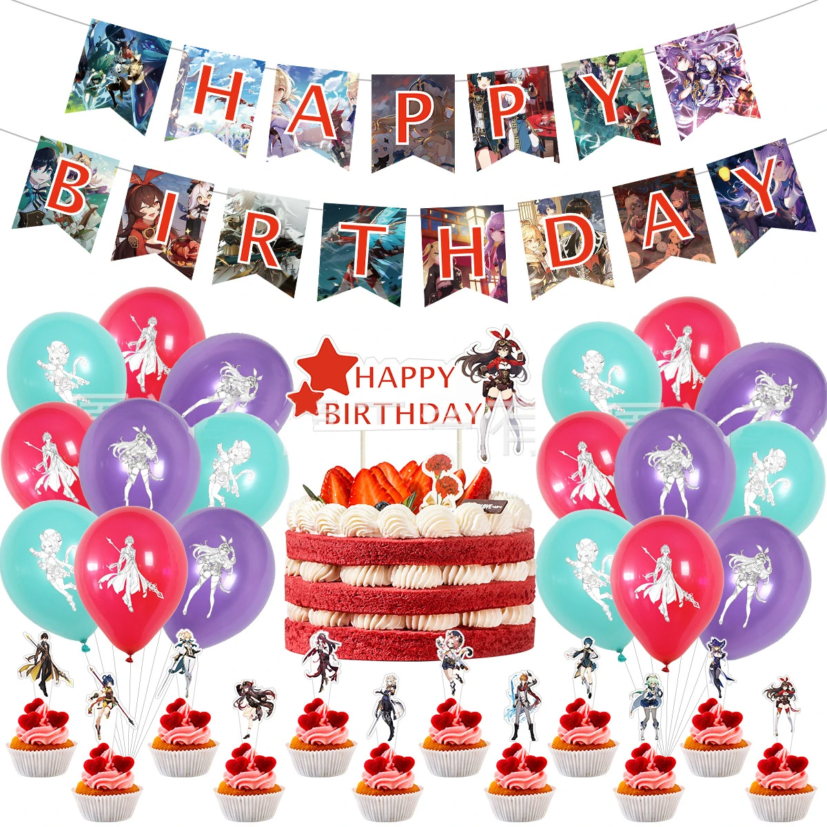 Genshin Impact Balloons Party Supplies Game Lumine Jean Gunnhildr Amber  Kaeya Birthday Banner Cake Topper Party Decor - Party & Holiday Diy  Decorations - AliExpress