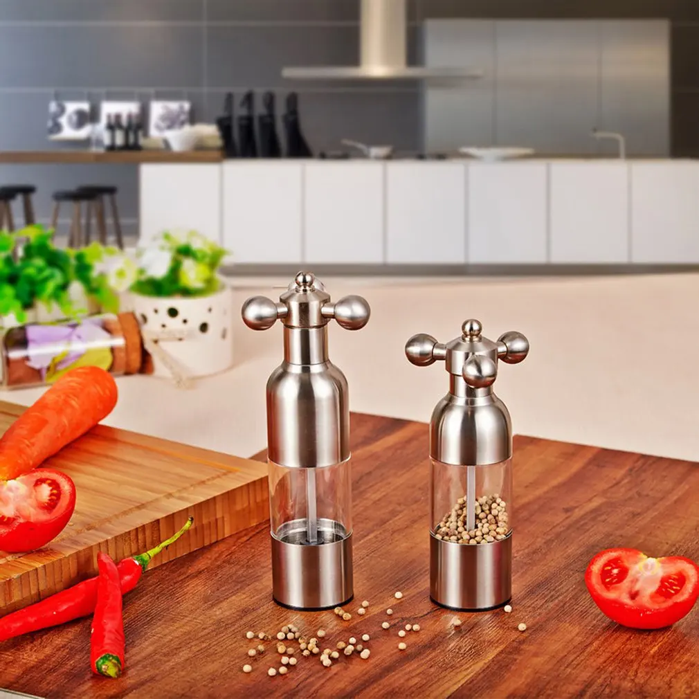 Hand Driven Pepper Mill Faucet Valve Shape Stainless Steel Case Manual Salt Grinder,Food Safe Ceramic Burr Home Decoration