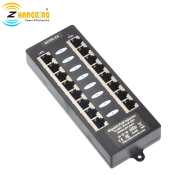 

8 Port Gigabit Passive PoE Injector Mode A 802.3AF Power Over Ethernet for PoE IP Camera, IP Phone , 48V 24V Devices