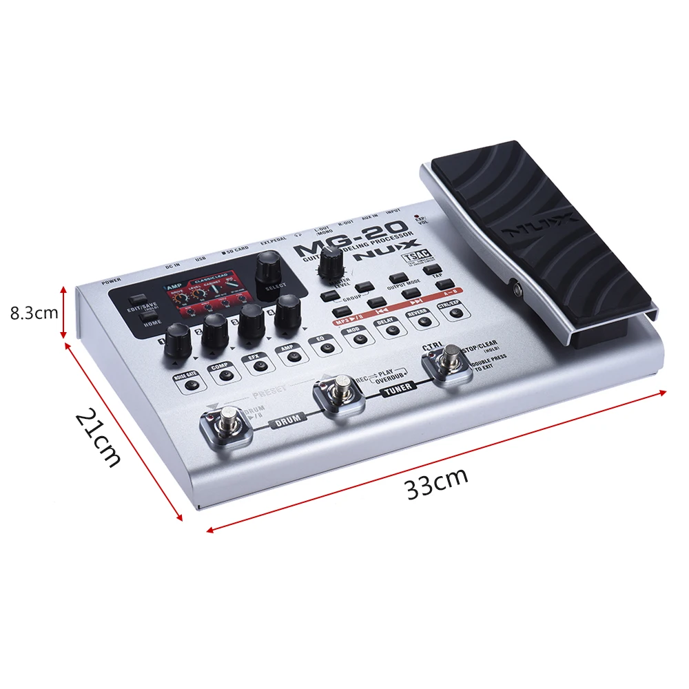 NUX MG-20 Многофункциональный моделирующий Гитарный процессор электрогитарные эффекты с 60 моделями эффектов 72 Предустановленная барабанная машина Looper