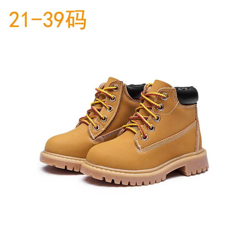 

Shop Autumn And Winter Children Cowhide Single Boots BOY'S Ankle Boot Girls Workwear Lace-up Martin Boots