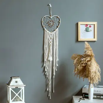 

Bohemian Tassel Macrame Handmade Woven Heart Dreamcatcher Wall Hanging Tapestry Apartment Dorm Room Decoration