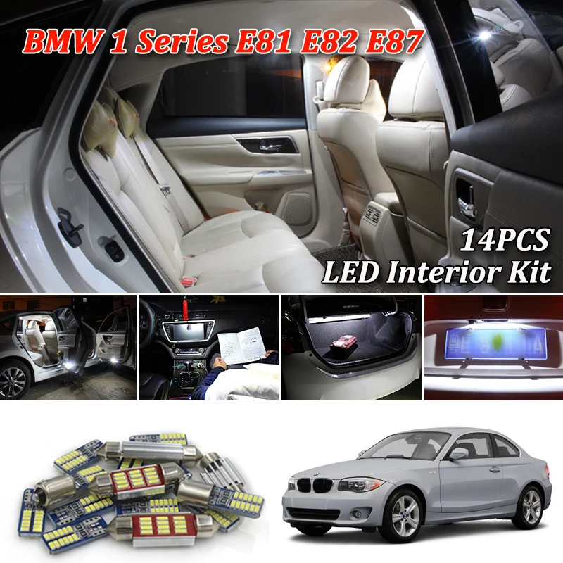 

14Pcs SMD Bulbs White Error Free For BMW 1-Series E81 E82 E87 Full LED Interior Lights Kit