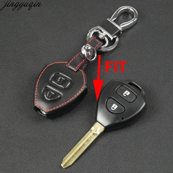 

jingyuqin Remote 2 Buttons Car Key Case Cover Leather For TOYOTA Corolla Hilux Vitz Rav4 Aqua Camry