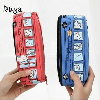 

School Bus Large Capacity Cute Pencil Box Pouch Kids Gift Office case bag pens pencils writing Supplies kalem kutusu stationery