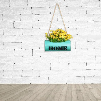 

Retro Wrought Iron Creative Hanging Wall Decor Flower Bucket Wall Hanging Bedroom Decoration for Living Room Office (Blue Case)