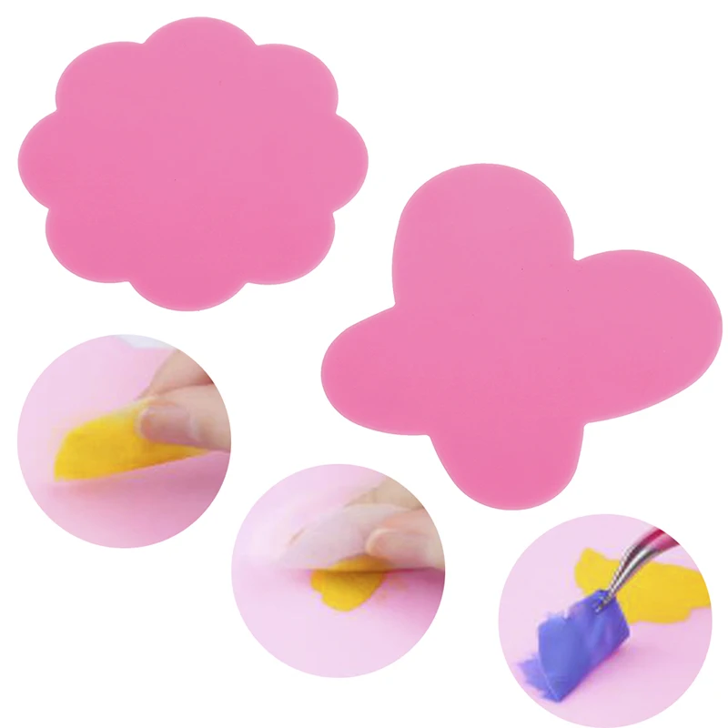 

2Pcs/Set Palette Mat Butterfly Plum Blossom Silicone Mixing Paint Palette Mat Foldable Washable Stamping Pad DIY Nail Art Tool