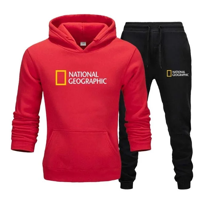 mens matching sets National Geographic-Men's Sweatshirt And Pants Suit, Casual Sportswear, Hoodie, New Autumn And Winter Collection, 2 Piece Set mens sweat suits sets