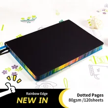 A5 Regenbogen Farbe Rand Gepunktete Kugel Notebook Soft Cover Dot Grid Journal Travel Planer Tagebuch