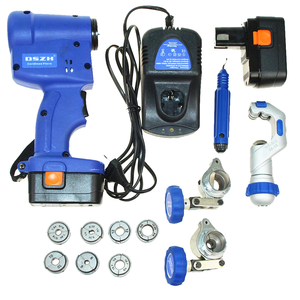 

Electric Flaring Tool Kit with Scraper Tube cutter Spare Battery Steel Bar CT-E800A Refrigeration eccentric cone cordless tool