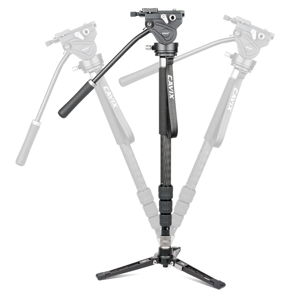 CAVIX professional portable carbon fiber camera MONOPOD four-section MPD284C+VH-01 set with a maximum load of 10KG | Электроника