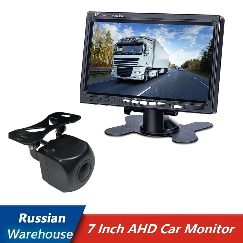 

Update AHD Camera Night Vision Backup Camera 7 Inch AHD Monitor IPS Screen With 2 Channels Video Input Vehicle Accessories