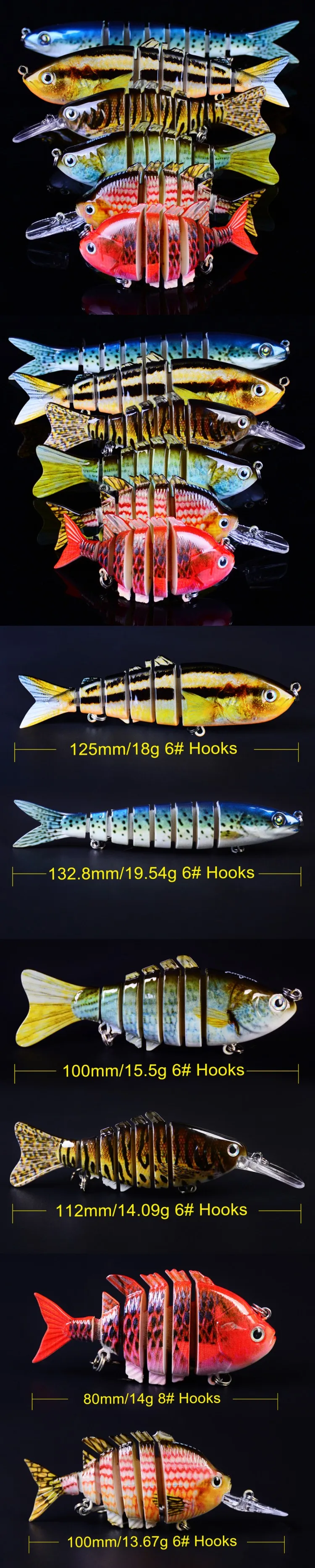 Бренд Lida fish 6 комплектов набор приманок искусственная наживка многосекционный рыбий костюм Встроенная приманка Реалистичная для различных условий воды